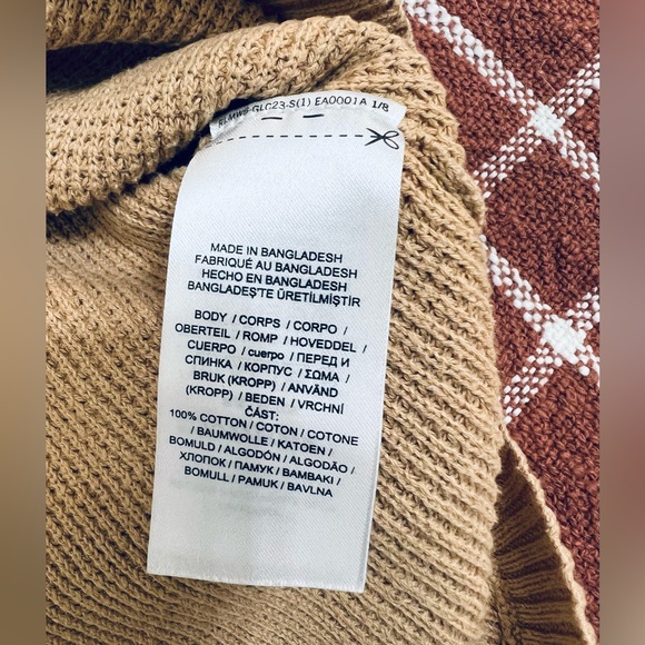 LAUREN RALPH LAUREN 100% Cotton Khaki Waffle Knit Cowl Neck Sweater, Size Small - Picture 9 of 14